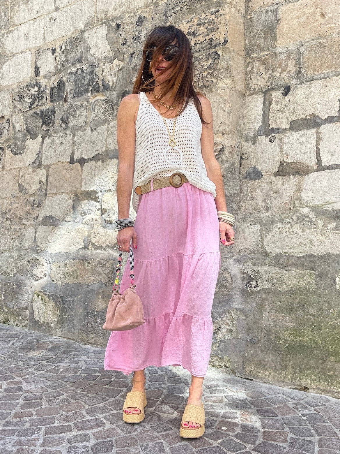 Jupe lin rose
