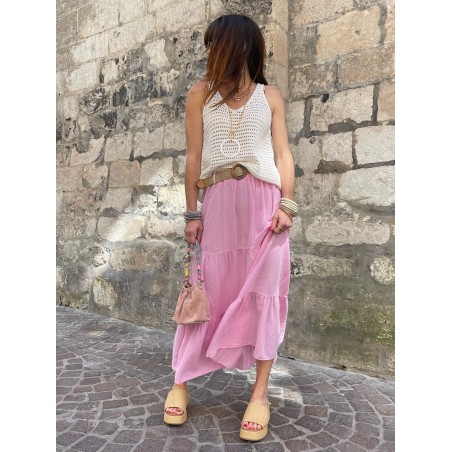 Jupe lin rose