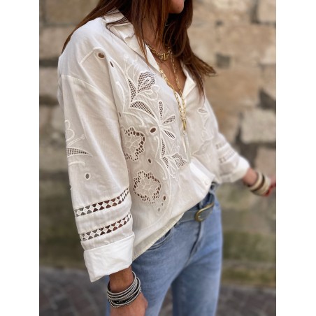 Chemise blanche broderie
