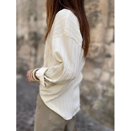 Chemise froncée beige