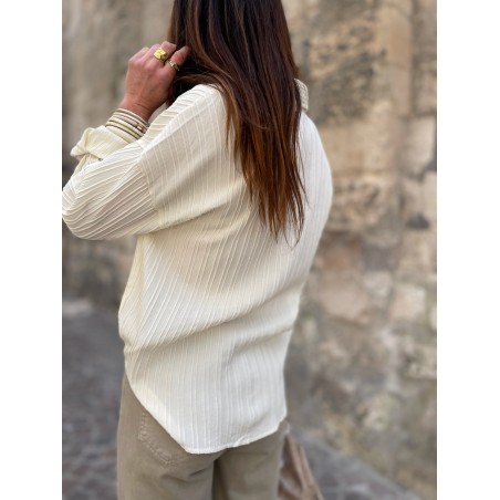 Chemise froncée beige