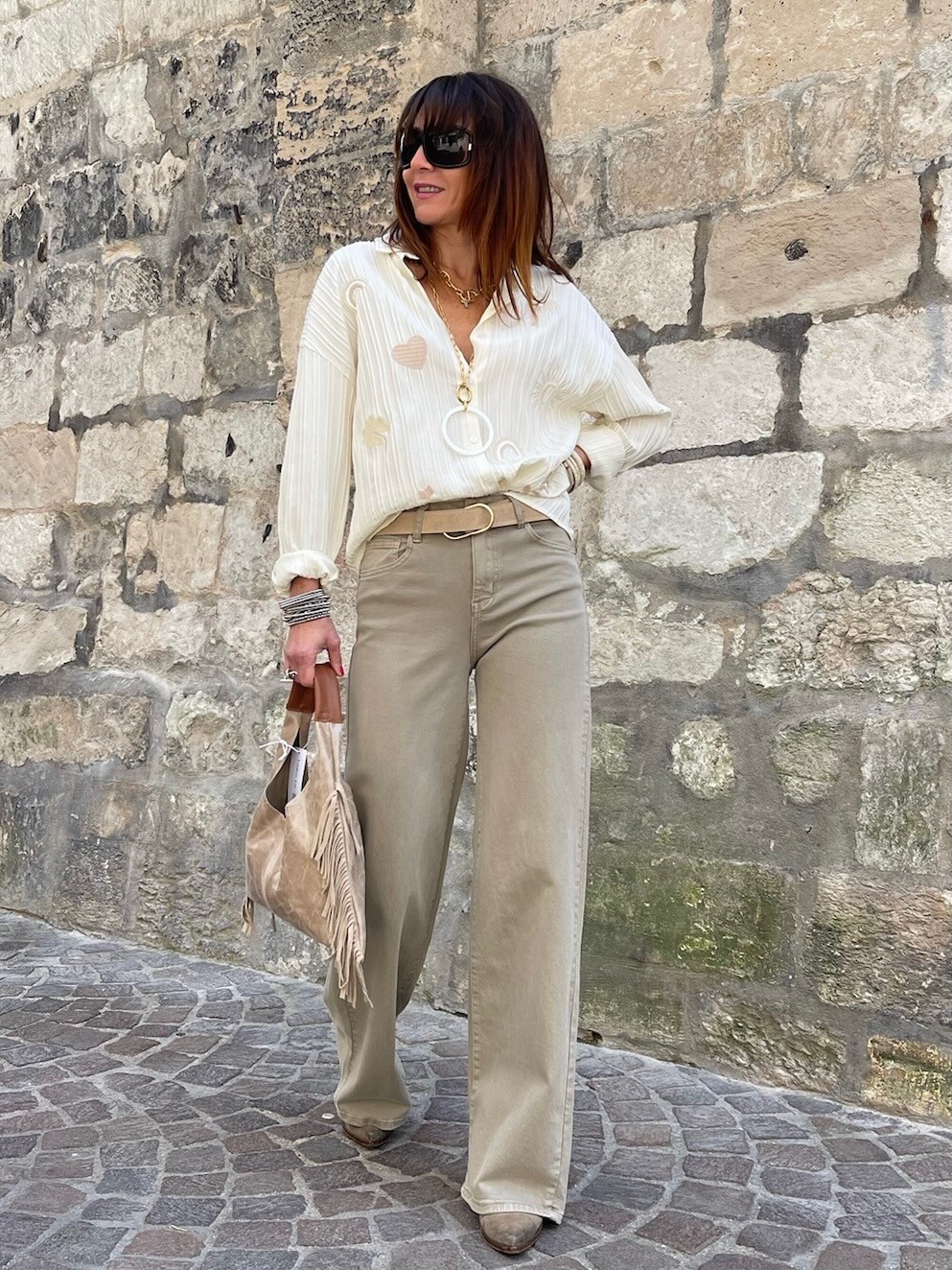 Jean flare taupe