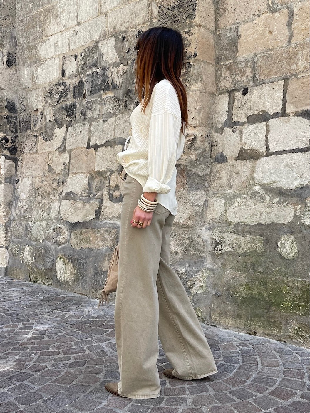 Jean flare taupe