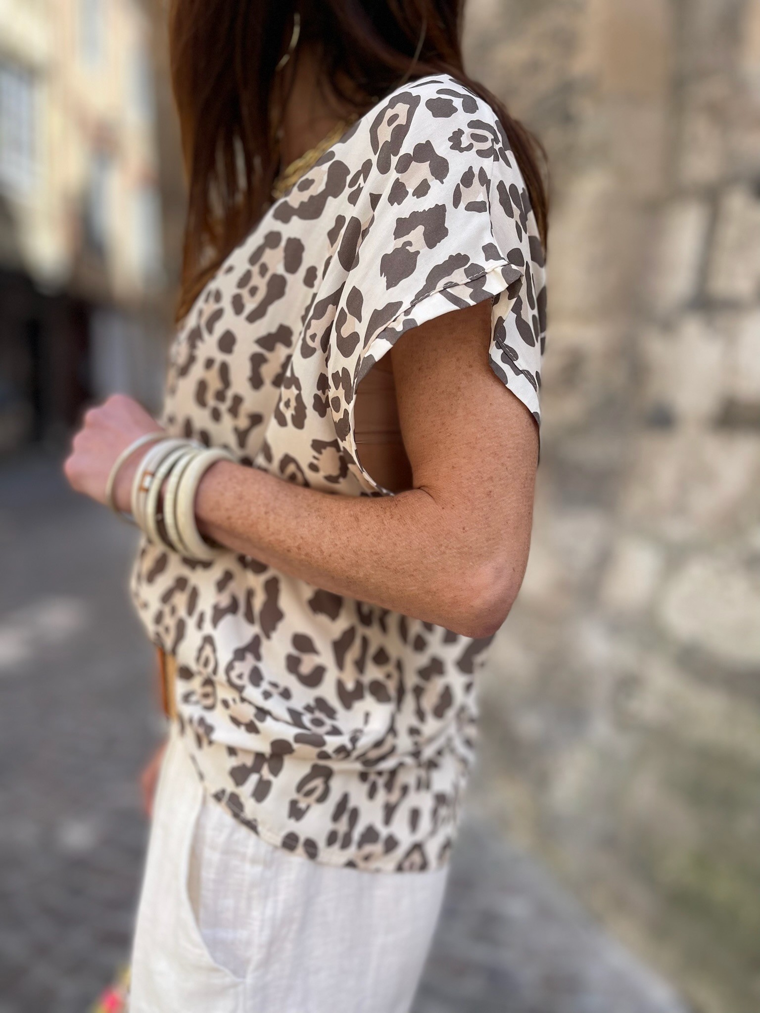 Top léo beige