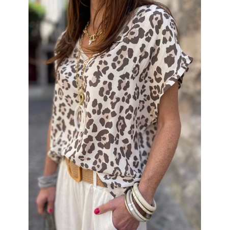 Top léo beige