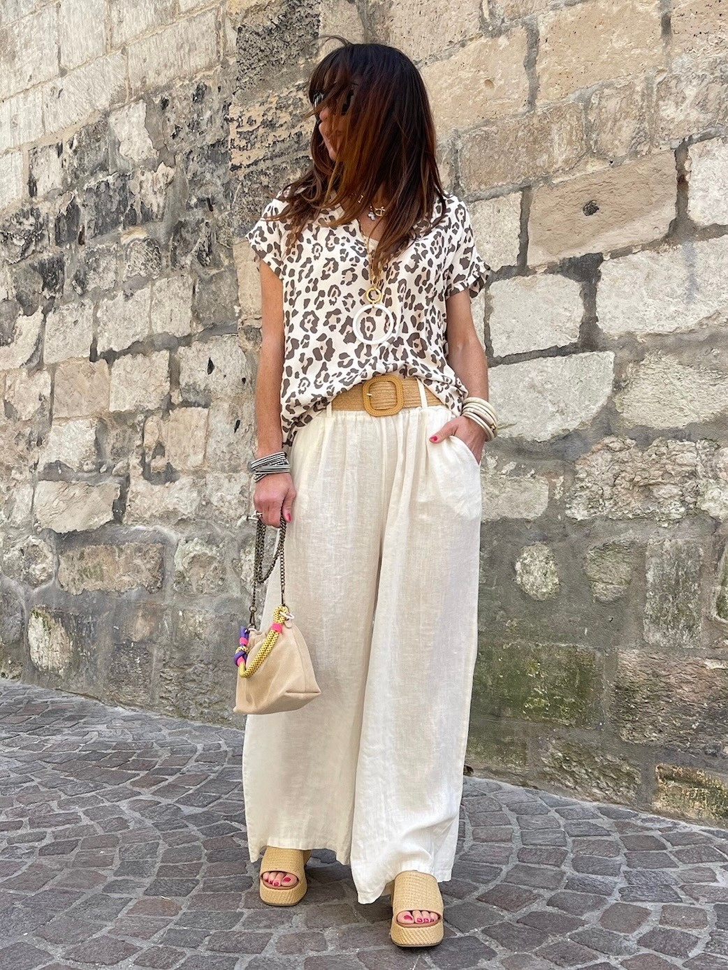 Top léo beige