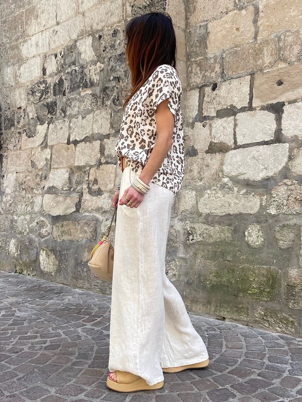 Top léo beige