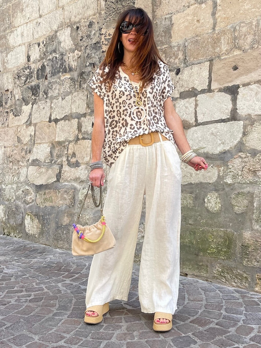 Top léo beige