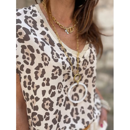 Top léo beige