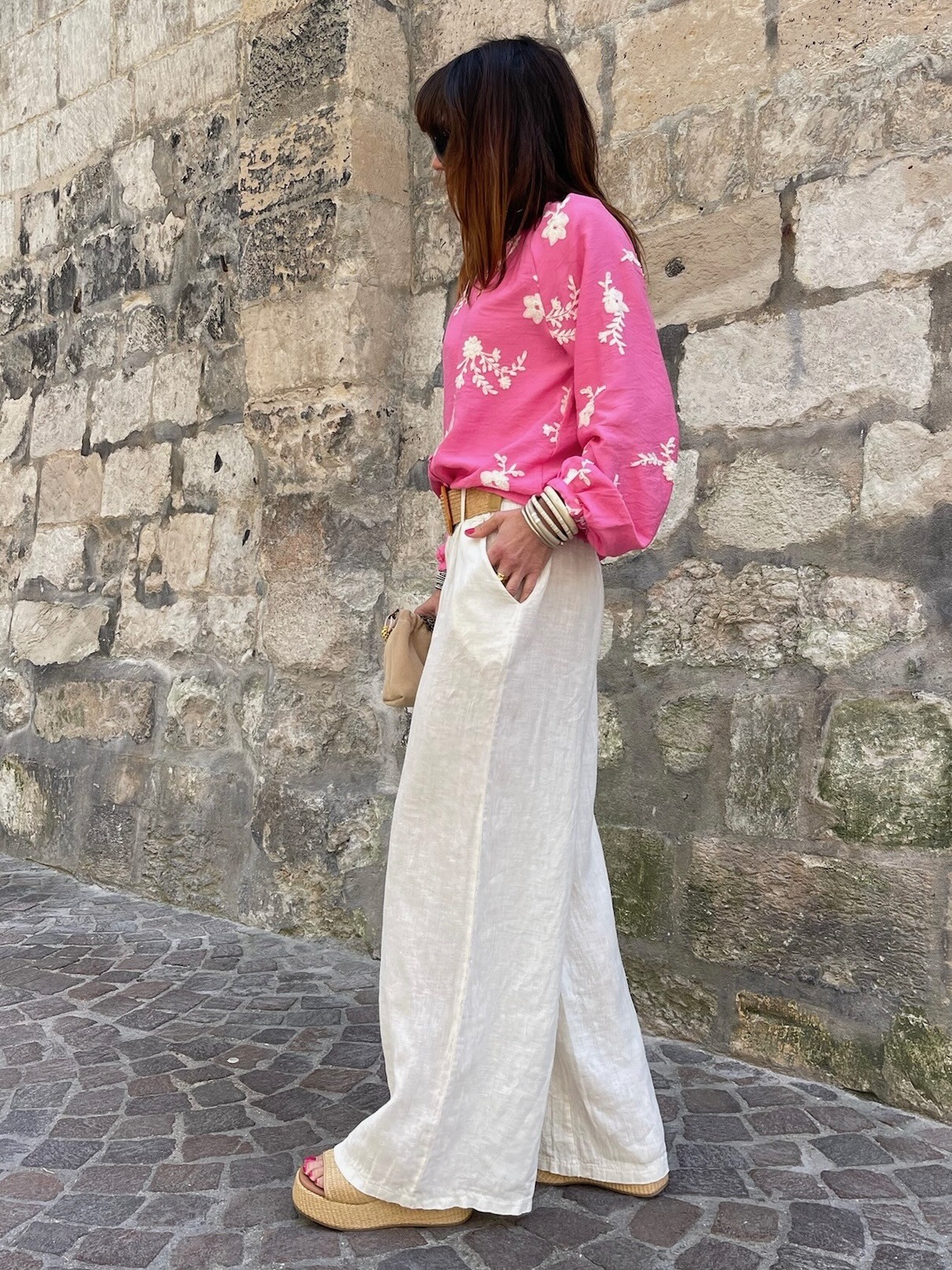Blouse fuchsia brodée
