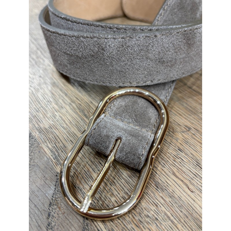 Ceinture daim taupe boucle gold