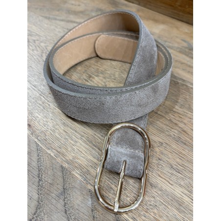 Ceinture daim taupe boucle gold