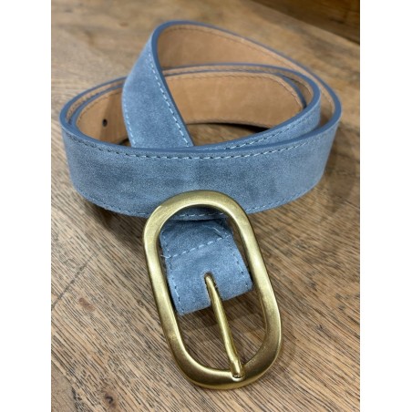 Ceinture daim bleue boucle gold
