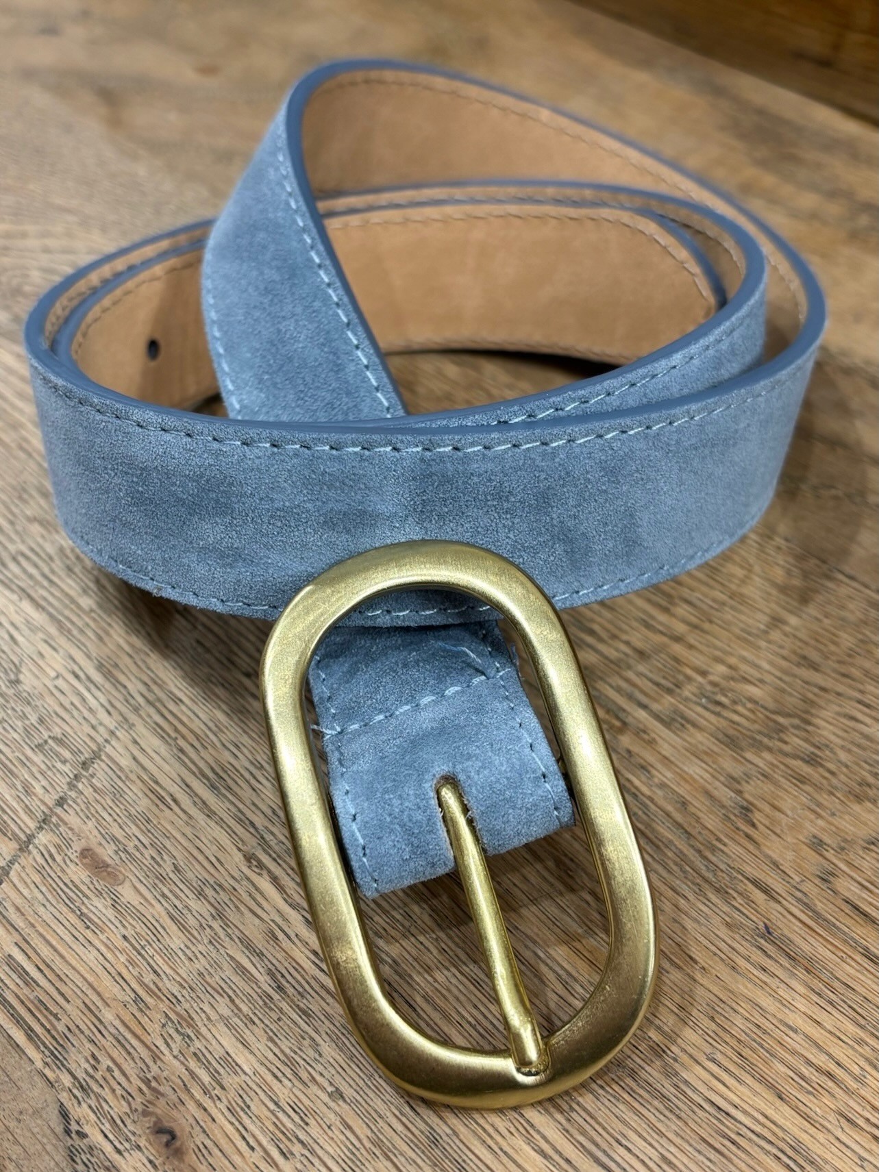 Ceinture daim bleue boucle...