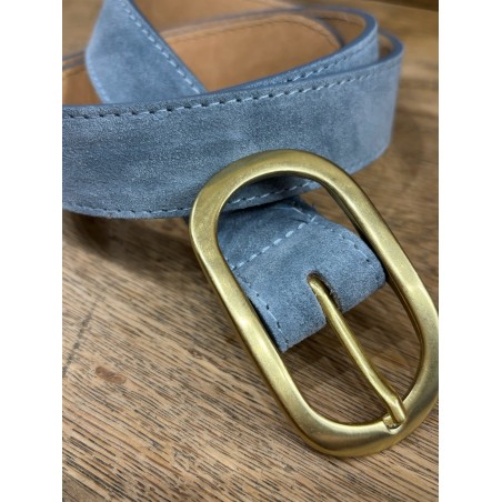 Ceinture daim bleue boucle gold
