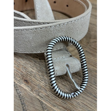 Ceinture daim beige boucle argent