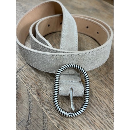 Ceinture daim beige boucle argent