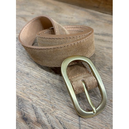 Ceinture daim camel boucle gold