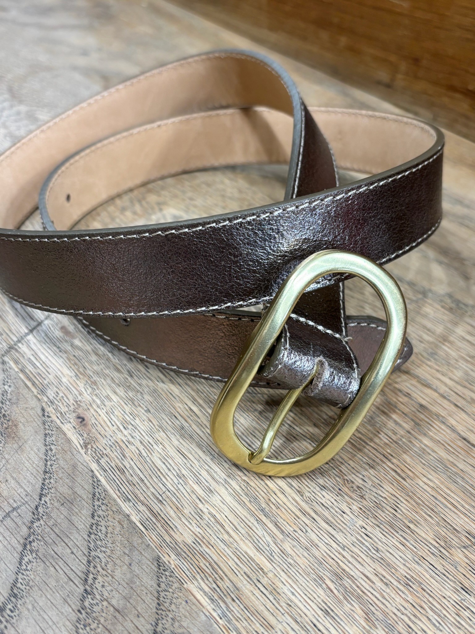 Ceinture cuir bronze