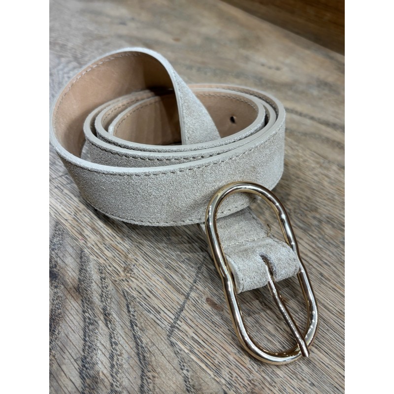 Ceinture daim beige mini boucle gold