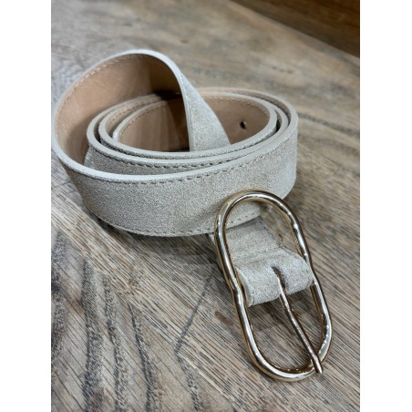 Ceinture daim beige mini boucle gold