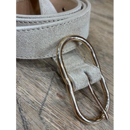 Ceinture daim beige mini boucle gold