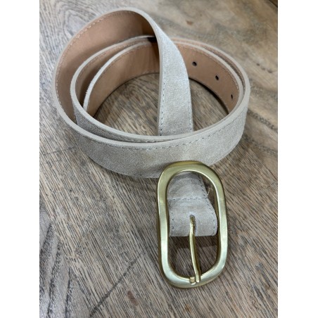 Ceinture daim beige boucle gold