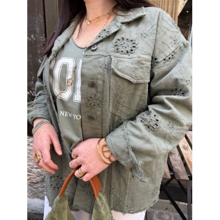 Veste broderie kaki