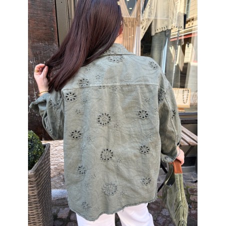 Veste broderie kaki