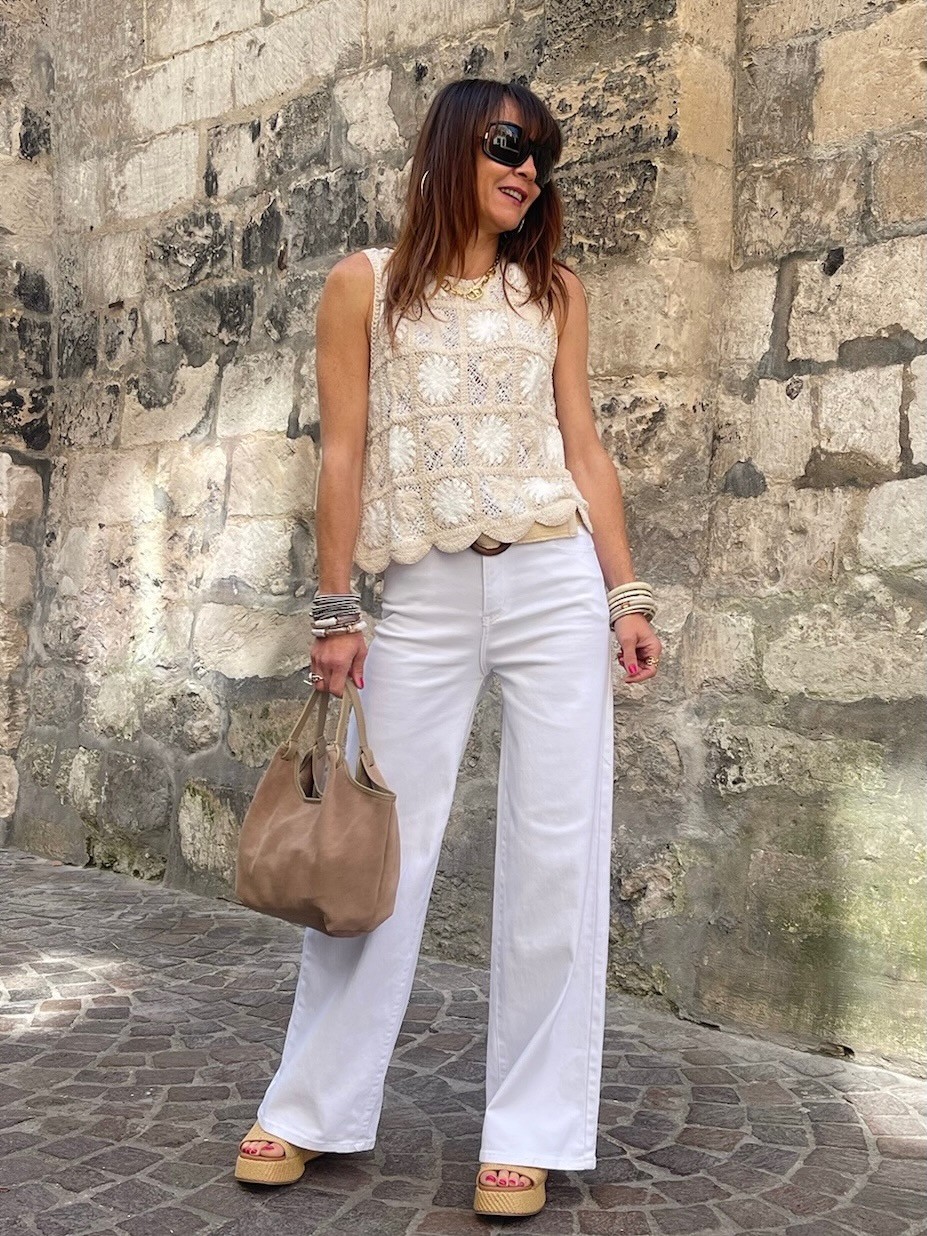 Jean flare blanc