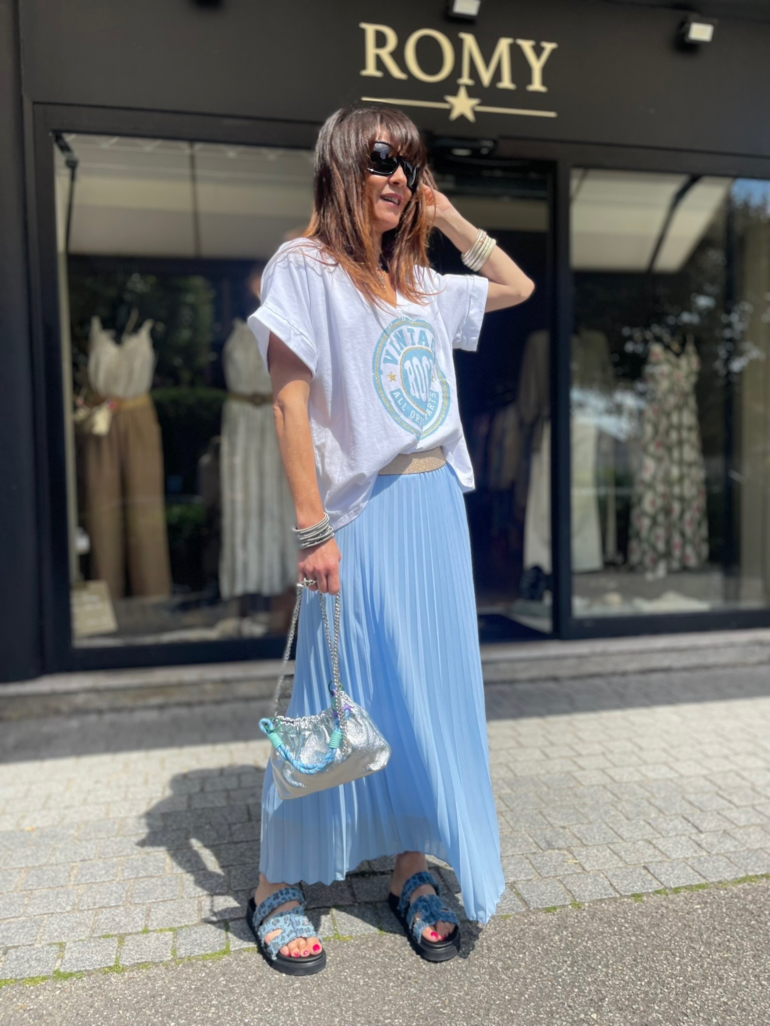 Top vintage bleu