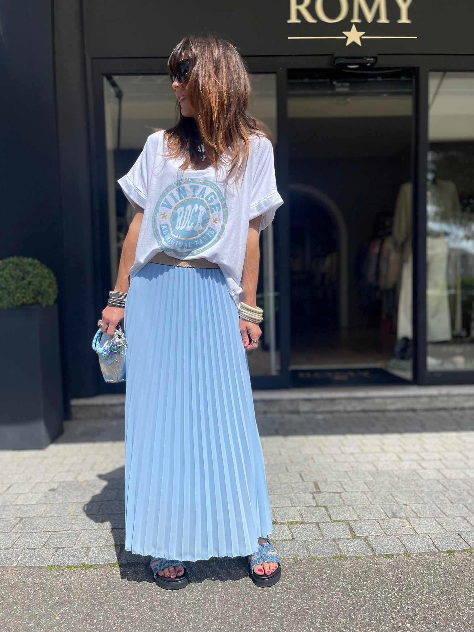 Top vintage bleu