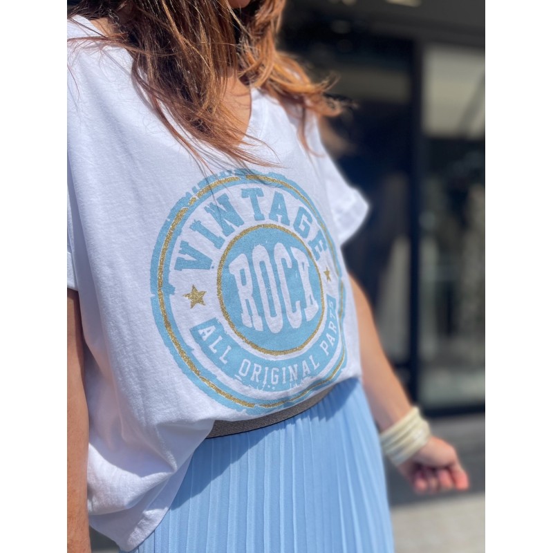 Top vintage bleu