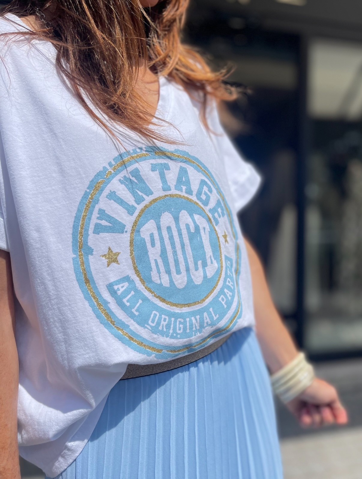 Top vintage bleu
