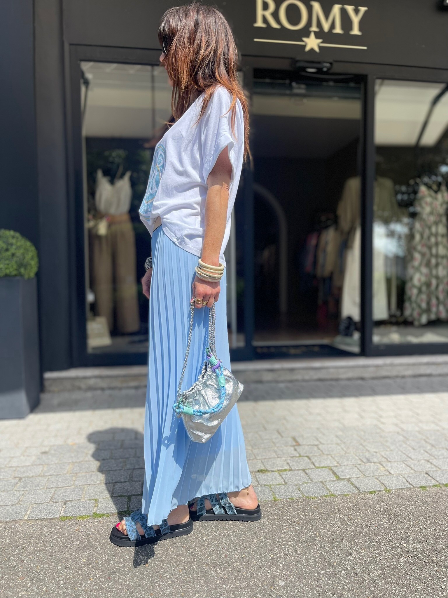 Jupe plissée bleue