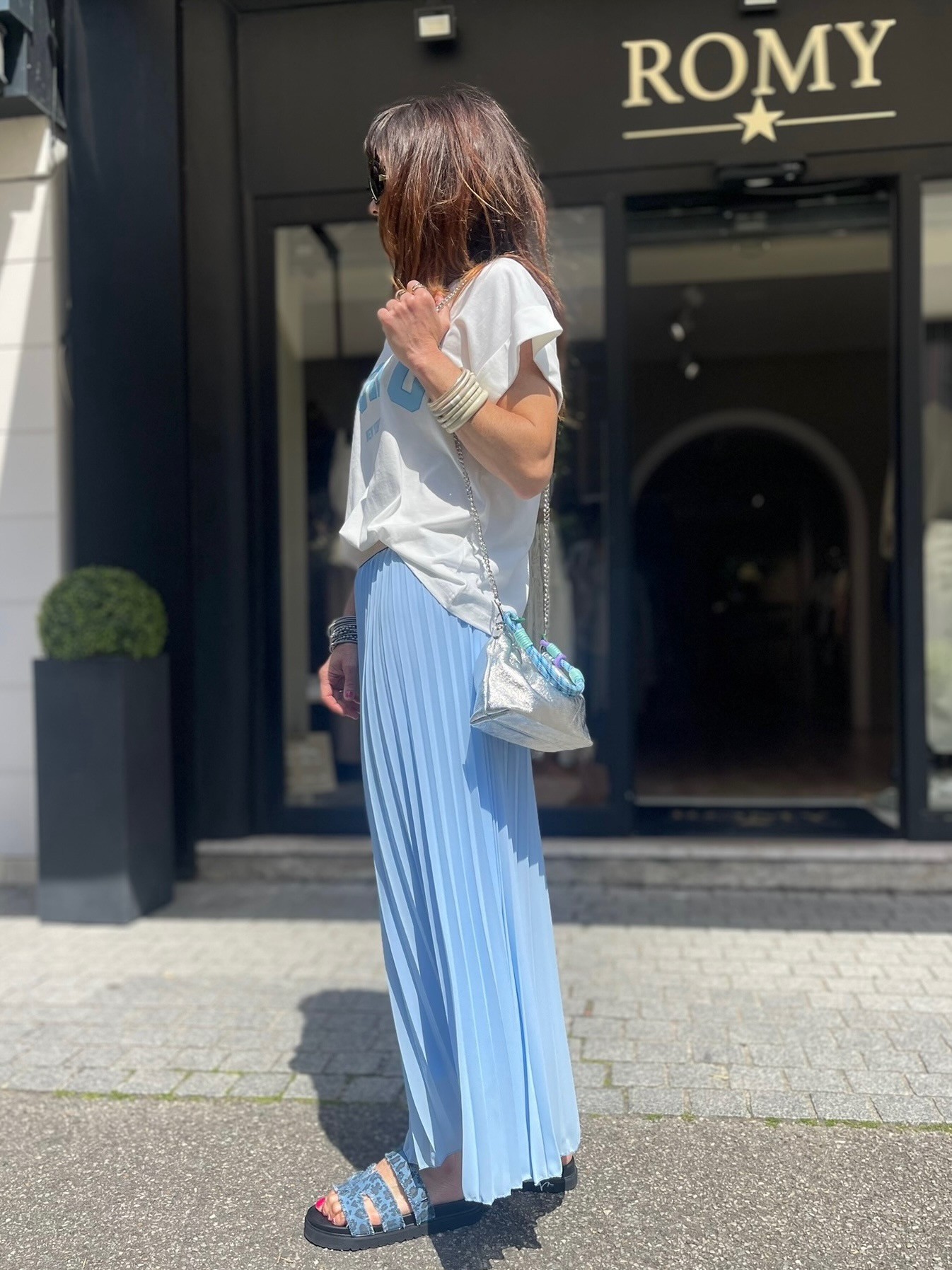 Jupe plissée bleue