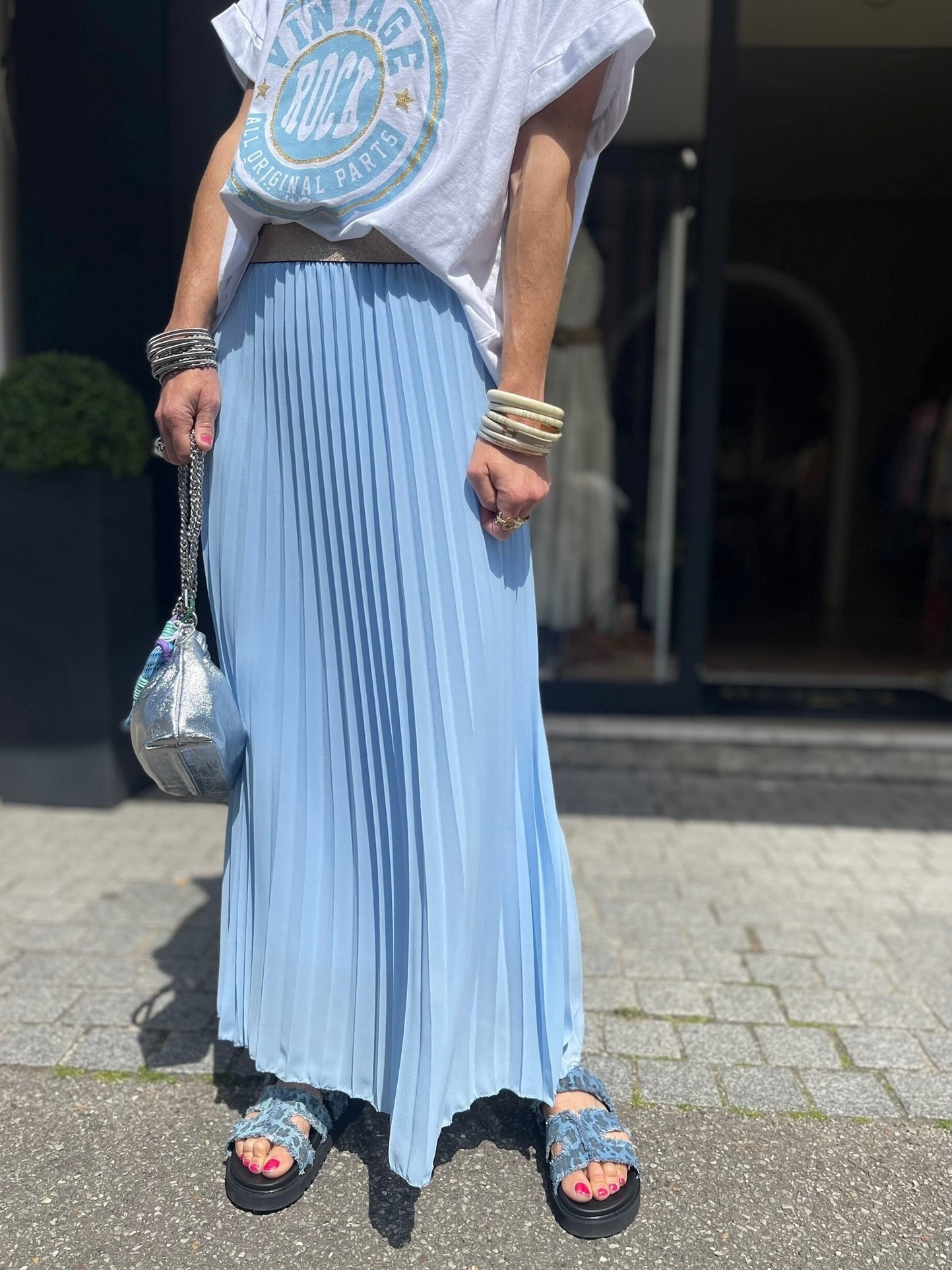 Jupe plissée bleue