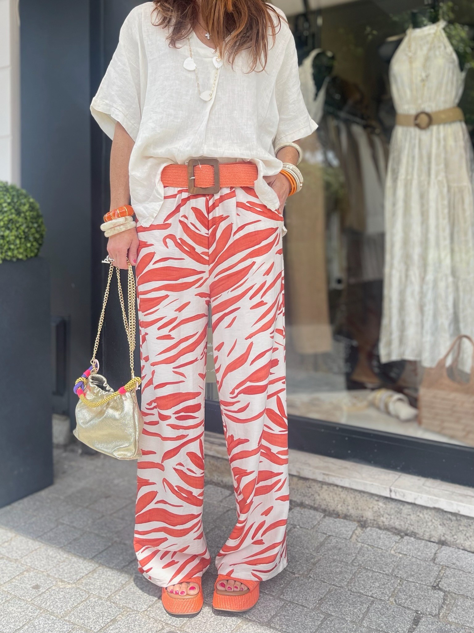 Pantalon fluide à motifs