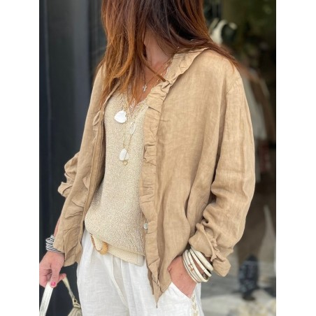 Chemise lin camel