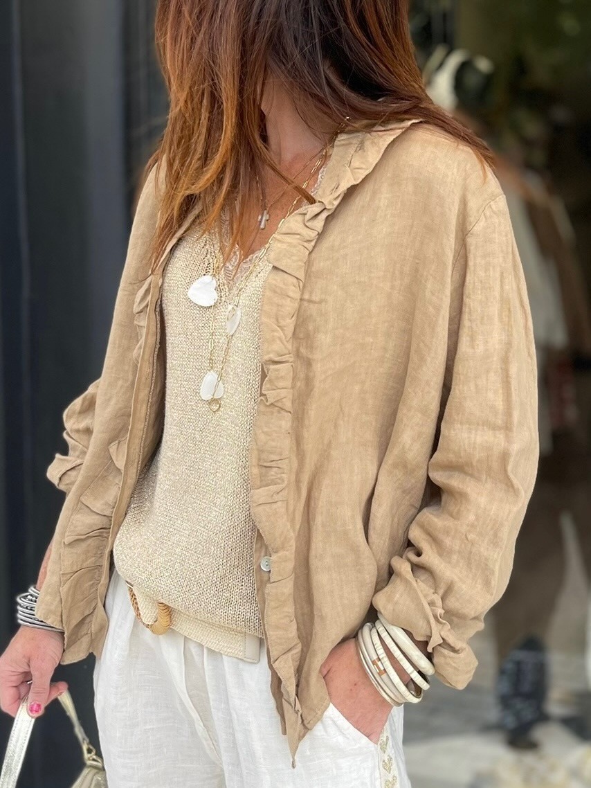 Chemise lin camel