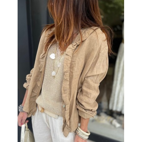 Chemise lin camel