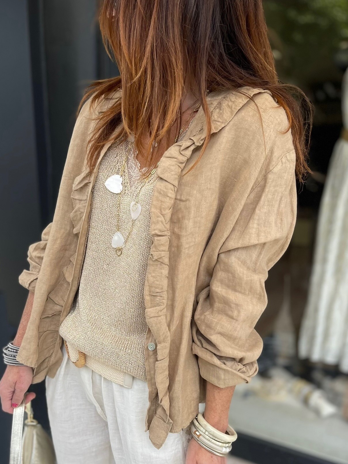 Chemise lin camel