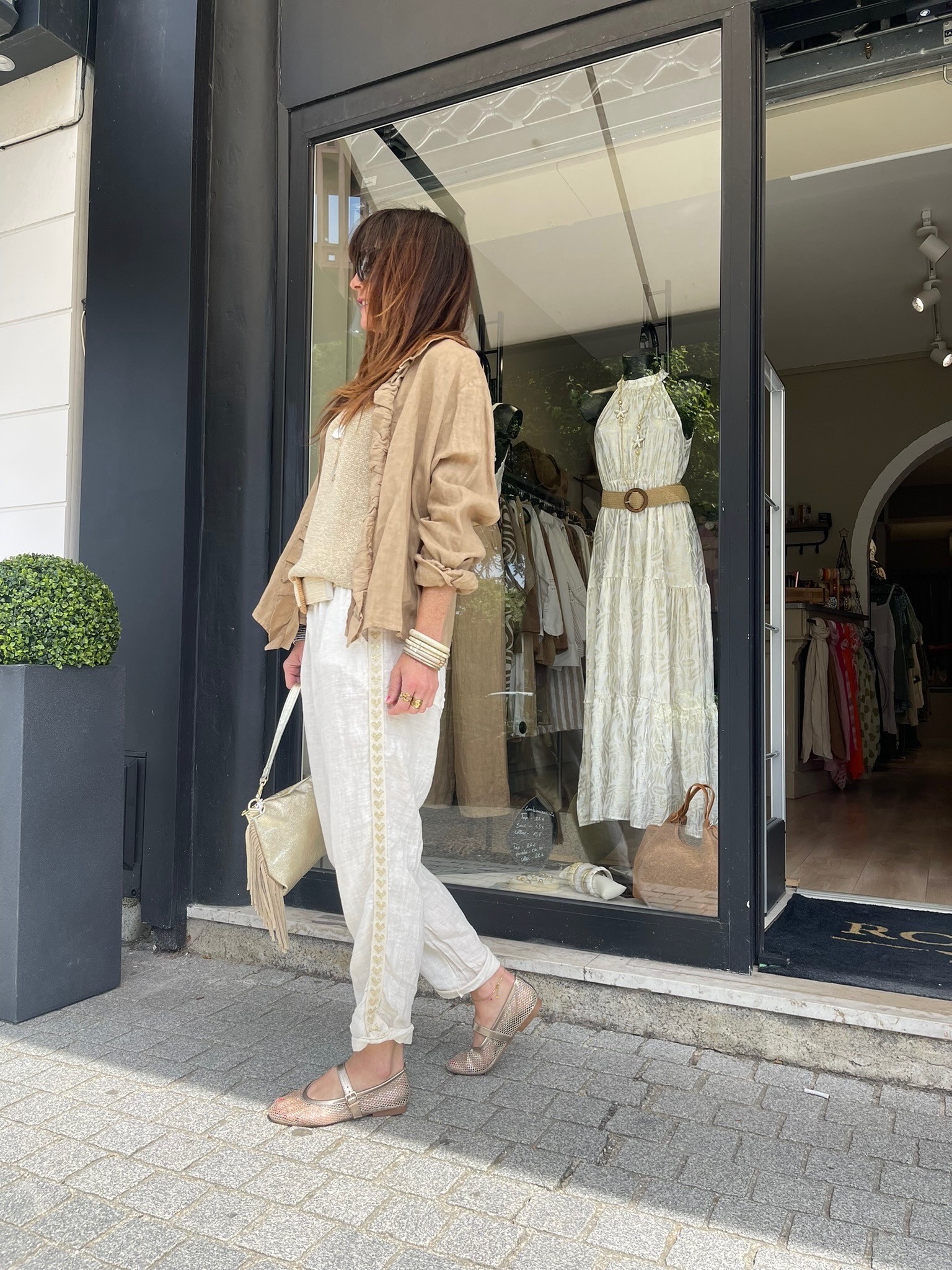 Chemise lin camel
