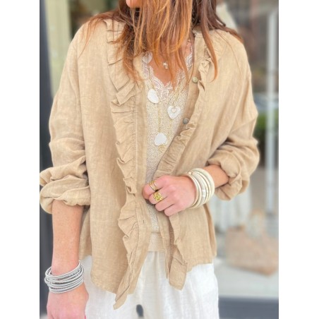 Chemise lin camel
