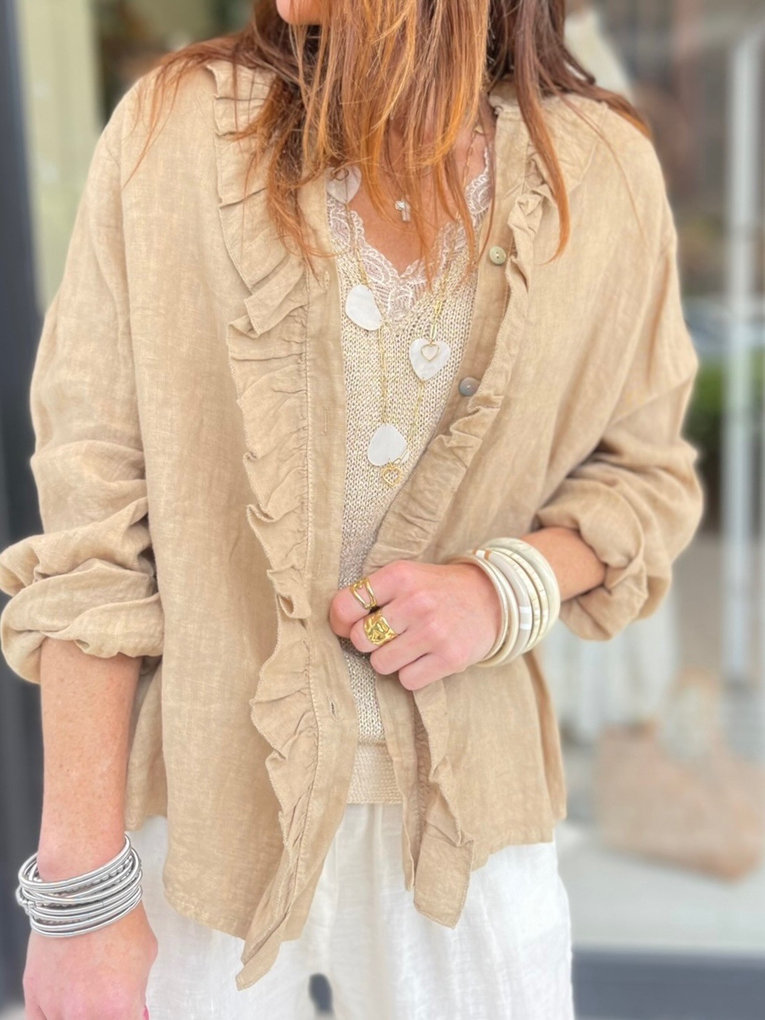 Chemise lin camel