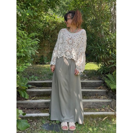 Pull crochet beige