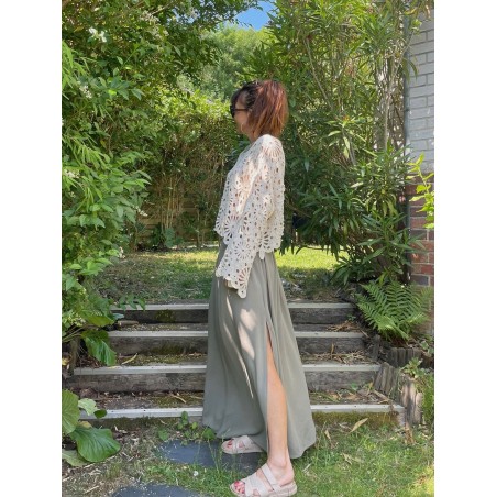 Pull crochet beige