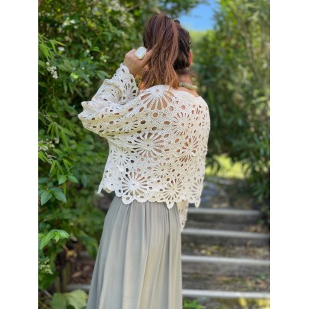 Pull crochet beige