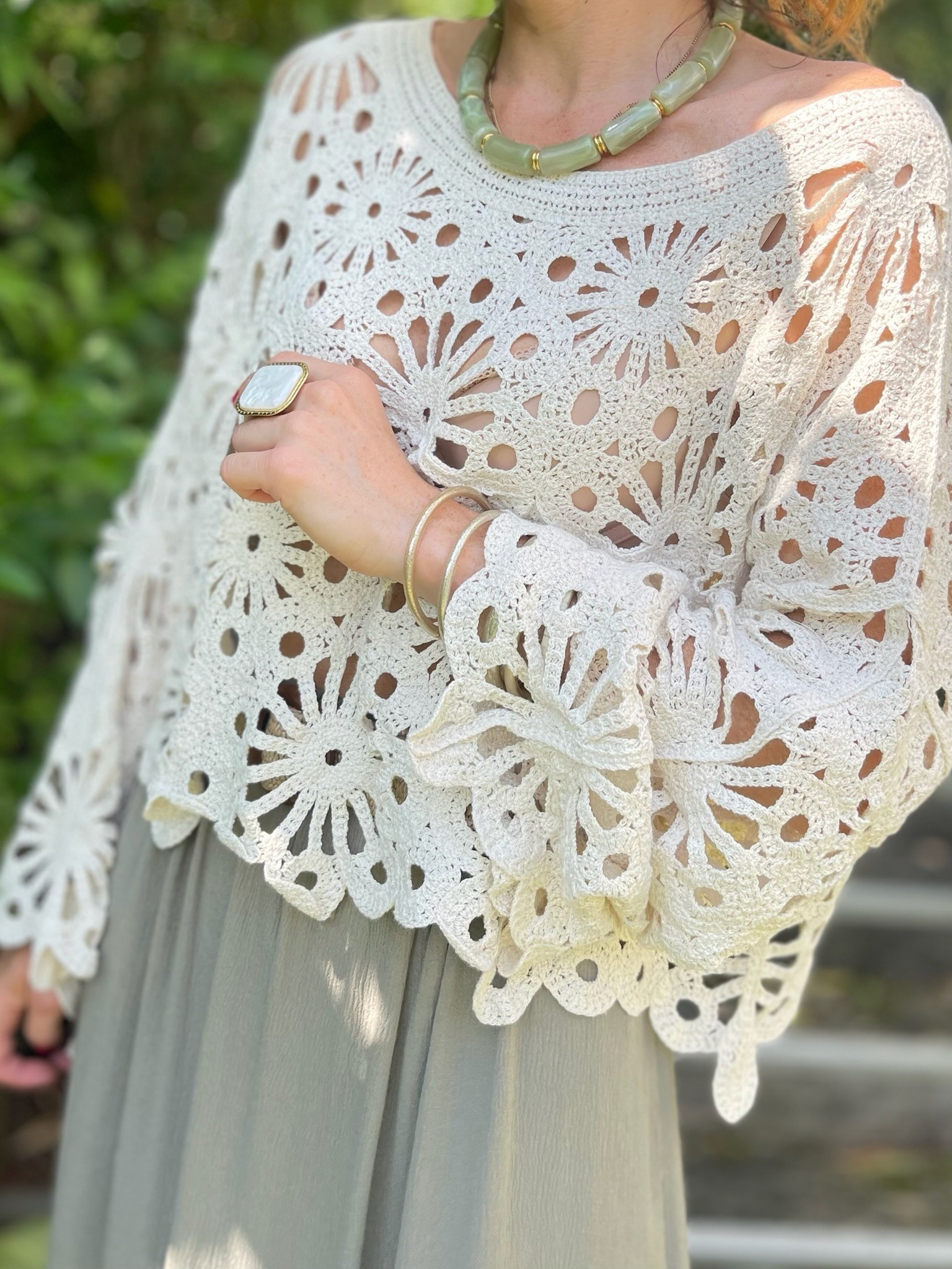 Pull crochet beige