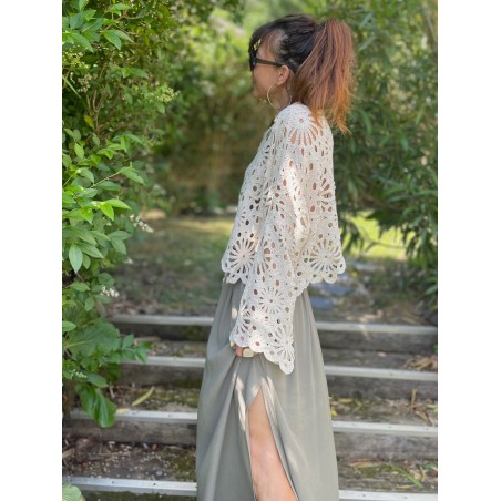 Pull crochet beige